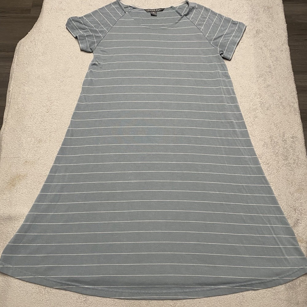Free Fly Bamboo Shirt Dress Medium Striped Casual Stretch Pullover